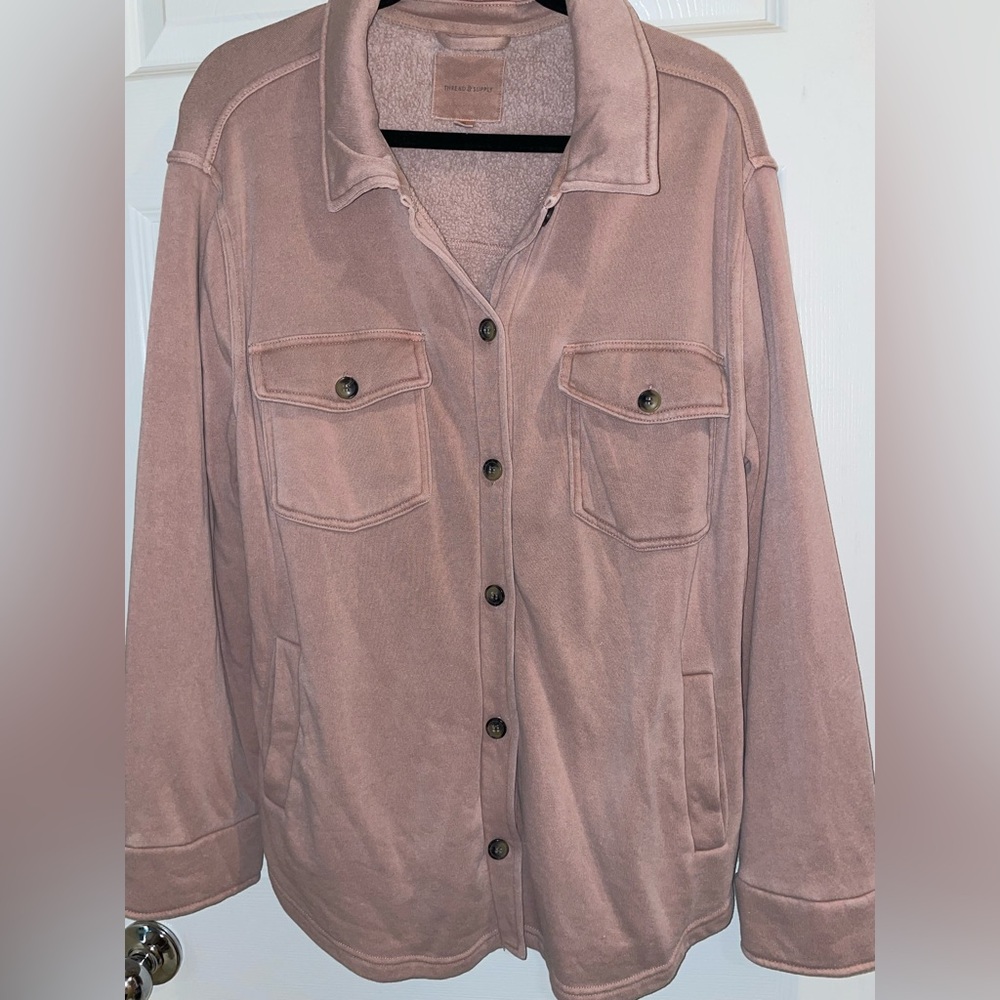 Thread & Supply Longline Sweatshirt Knit Shacket. Women’s size XL. Mauve.